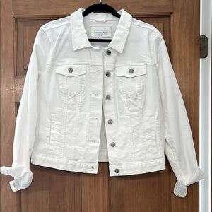 NWOT, Ann Taylor Loft, Women’s White Denim Jacket, Size Large